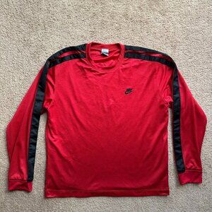 Nike Sweater Mens XL Activewear Crewneck Fleece Red Pullover Long Sleeve